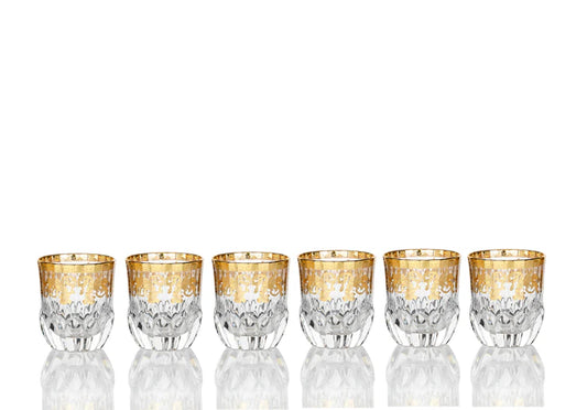 Crystal Whisky Glasses With Gold Design